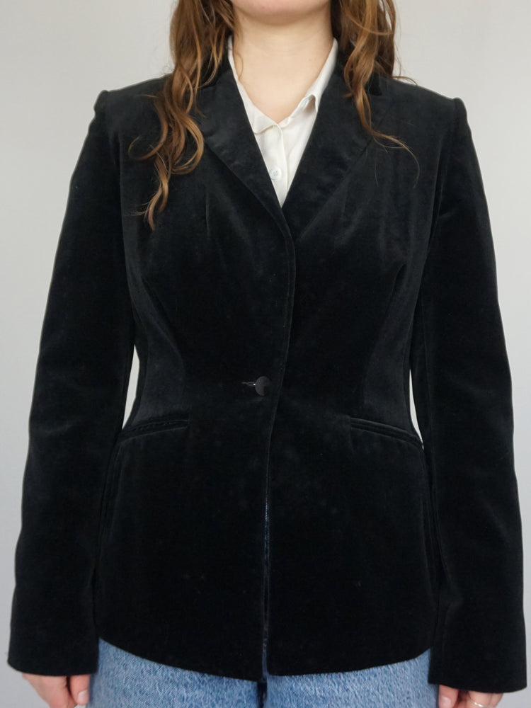 Black Velvet Blazer - S