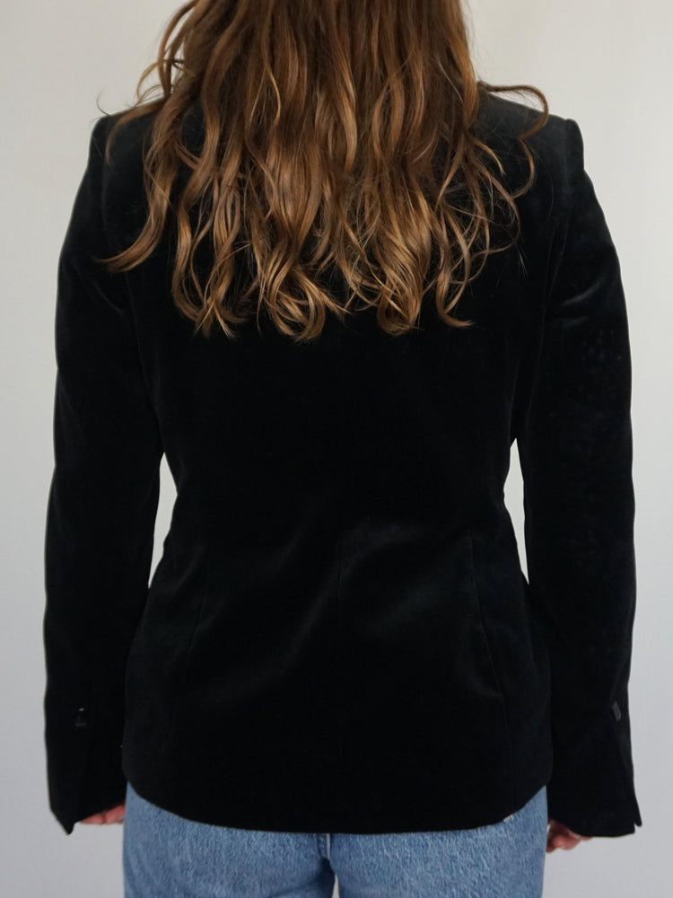 Black Velvet Blazer - S