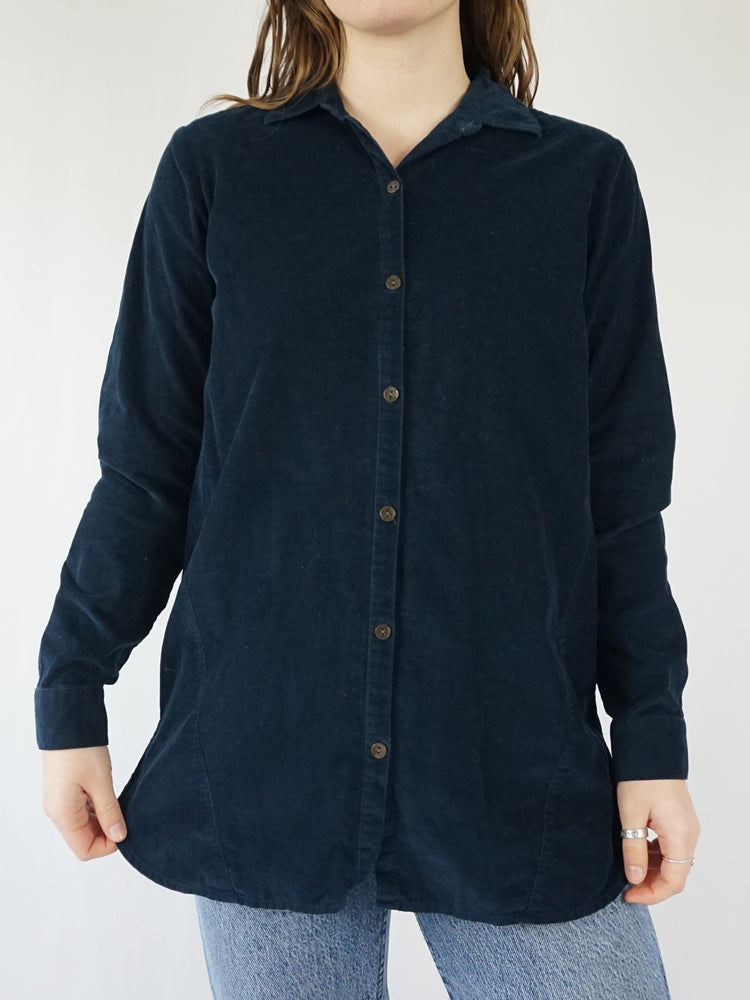 Navy Blue Corduroy Shirt - M