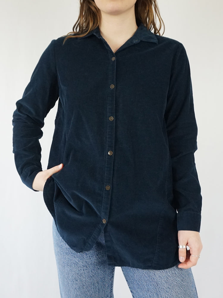 Navy Blue Corduroy Shirt - M