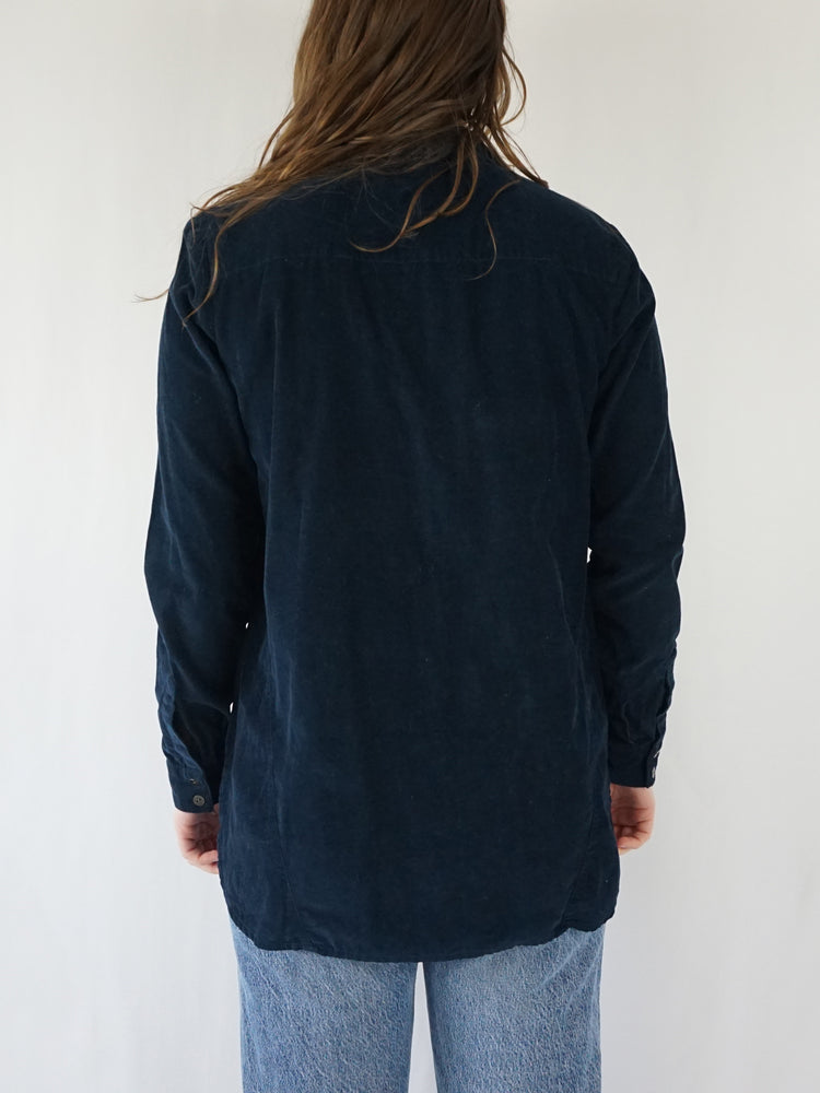 Navy Blue Corduroy Shirt - M