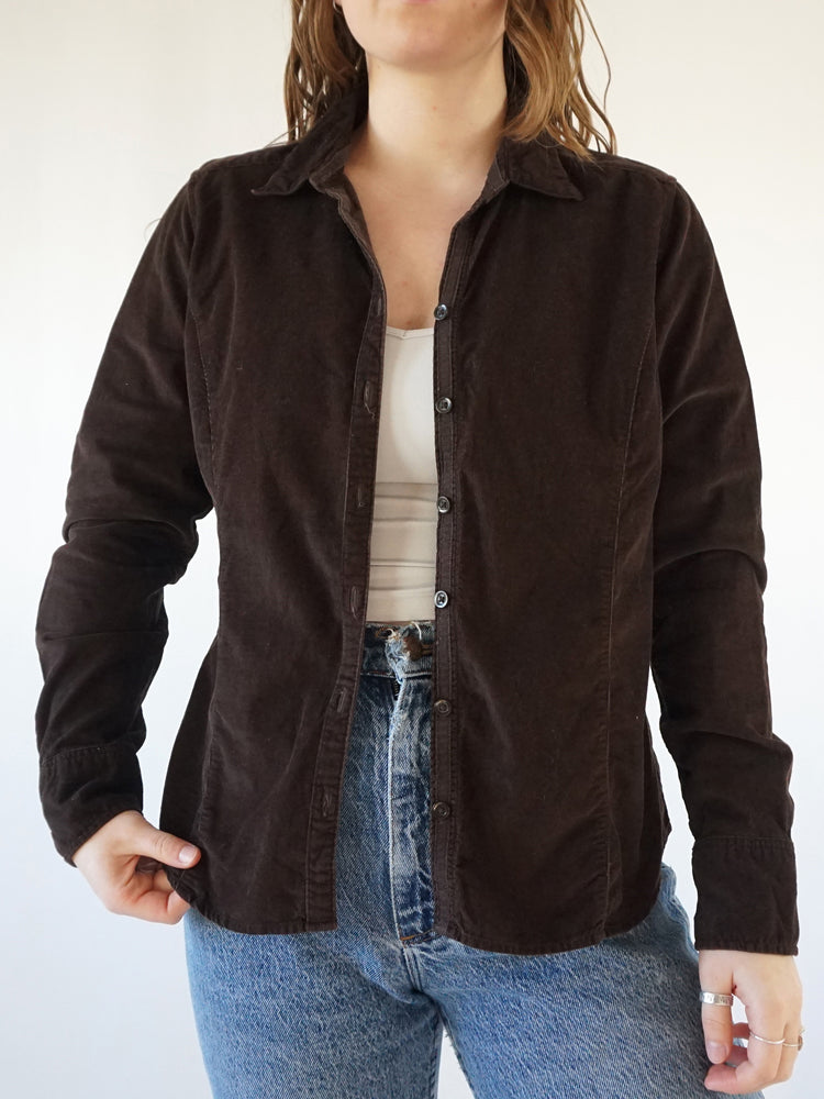 Dark Brown Corduroy Shirt - M