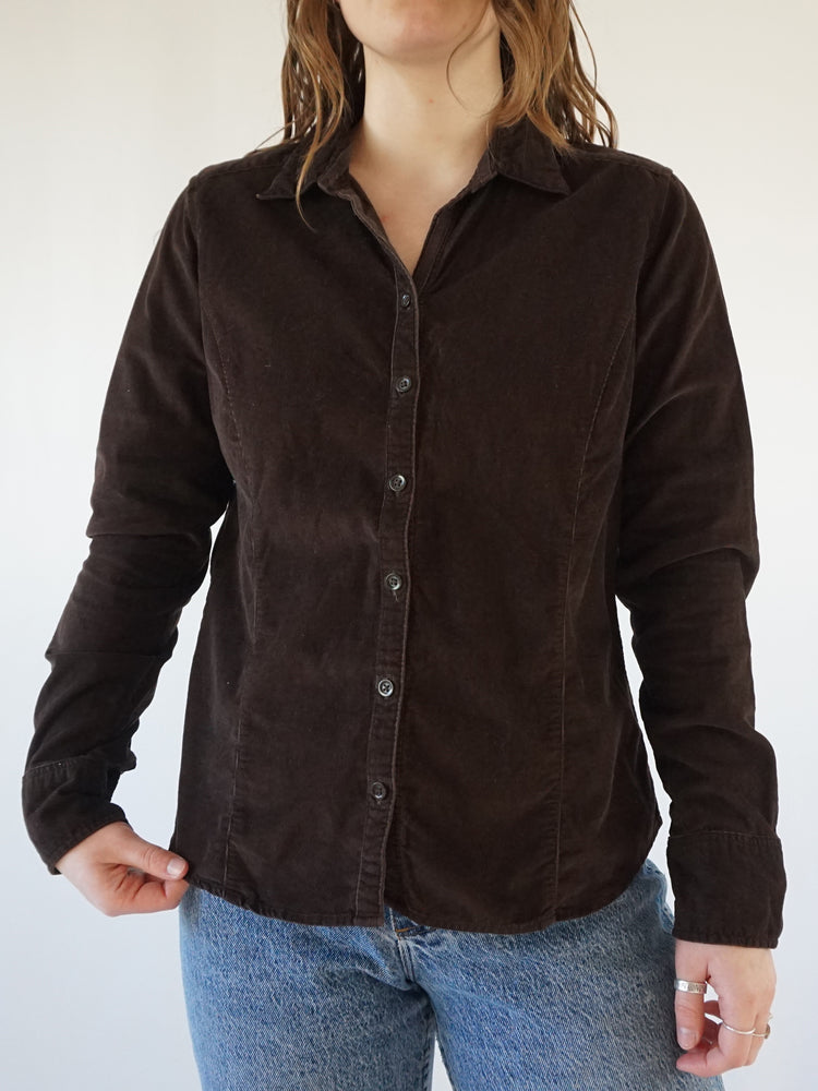 Dark Brown Corduroy Shirt - M