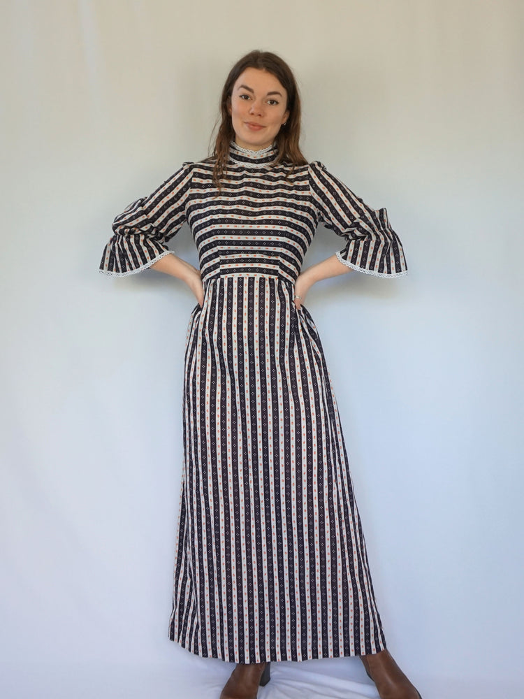 Striped Tulip Maxi Dress - S